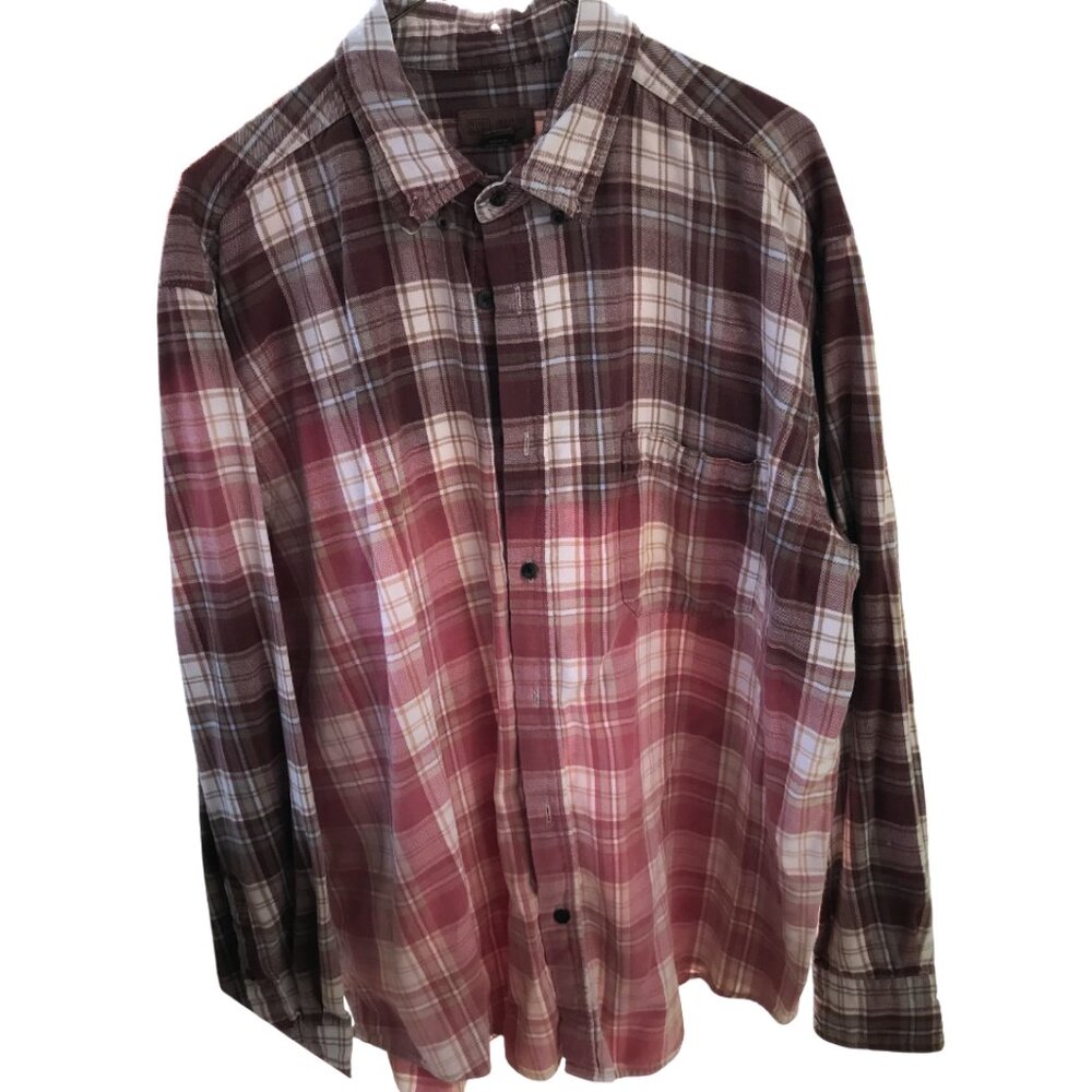 Ombre Bleached Flannel Shirt Upcycled, Painted Thankful Gnomes Plus Size XL - Picture 9 of 12